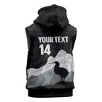 New Zealand South Island Football Custom Sleeveless Hoodie Aoraki Mount Cook With Kiwi Maori Pattern