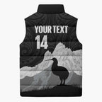 New Zealand South Island Football Custom Sleeveless Puffer Jacket Aoraki Mount Cook With Kiwi Maori Pattern