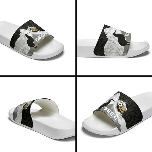 New Zealand South Island Football Custom Slide Sandals Aoraki Mount Cook With Kiwi Maori Pattern