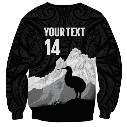 New Zealand South Island Football Custom Sweatshirt Aoraki Mount Cook With Kiwi Maori Pattern