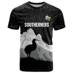 New Zealand South Island Football Custom T Shirt Aoraki Mount Cook With Kiwi Maori Pattern