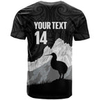 New Zealand South Island Football Custom T Shirt Aoraki Mount Cook With Kiwi Maori Pattern