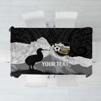 New Zealand South Island Football Custom Tablecloth Aoraki Mount Cook With Kiwi Maori Pattern