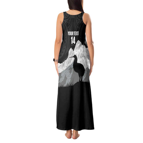 New Zealand South Island Football Custom Tank Maxi Dress Aoraki Mount Cook With Kiwi Maori Pattern