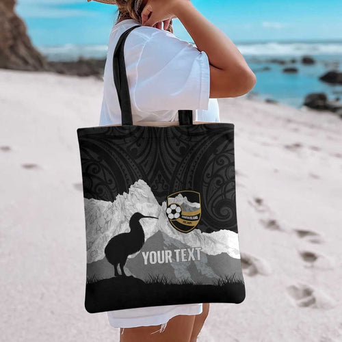 New Zealand South Island Football Custom Tote Bag Aoraki Mount Cook With Kiwi Maori Pattern