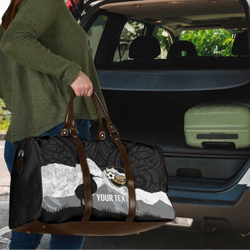 New Zealand South Island Football Custom Travel Bag Aoraki Mount Cook With Kiwi Maori Pattern