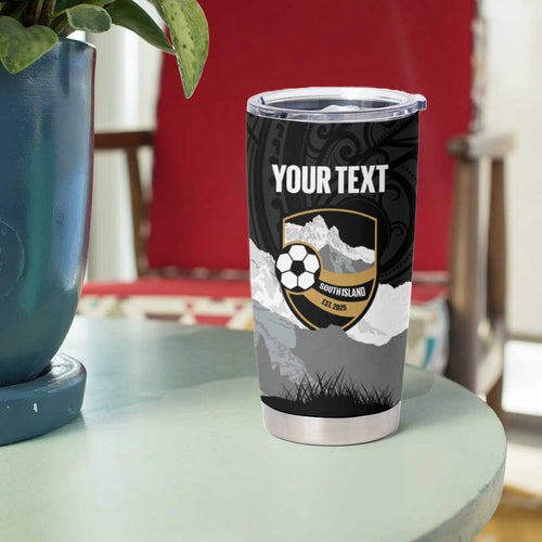 New Zealand South Island Football Custom Tumbler Cup Aoraki Mount Cook With Kiwi Maori Pattern