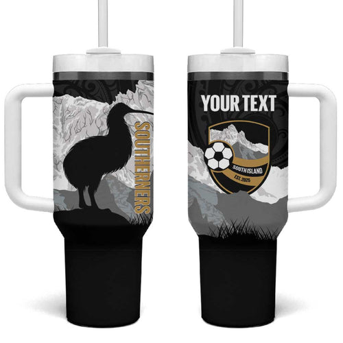 New Zealand South Island Football Custom Tumbler With Handle Aoraki Mount Cook With Kiwi Maori Pattern