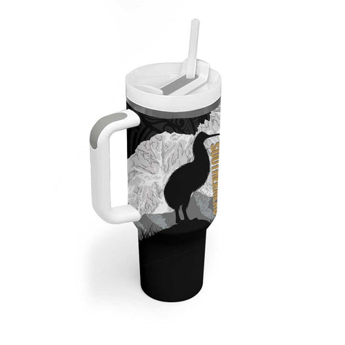 New Zealand South Island Football Custom Tumbler With Handle Aoraki Mount Cook With Kiwi Maori Pattern