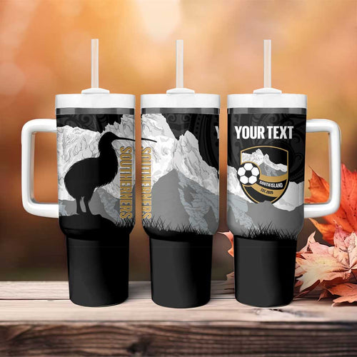 New Zealand South Island Football Custom Tumbler With Handle Aoraki Mount Cook With Kiwi Maori Pattern