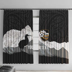 New Zealand South Island Football Custom Window Curtain Aoraki Mount Cook With Kiwi Maori Pattern
