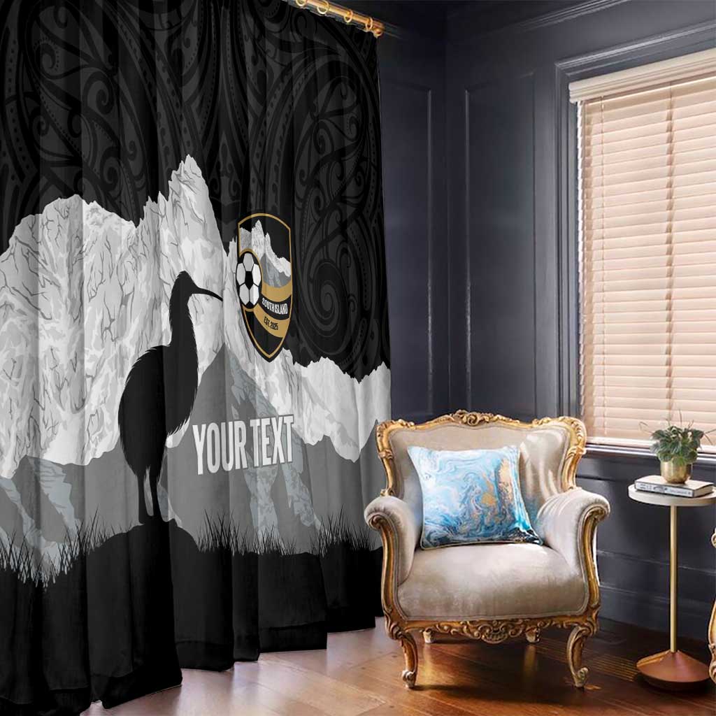 New Zealand South Island Football Custom Window Curtain Aoraki Mount Cook With Kiwi Maori Pattern