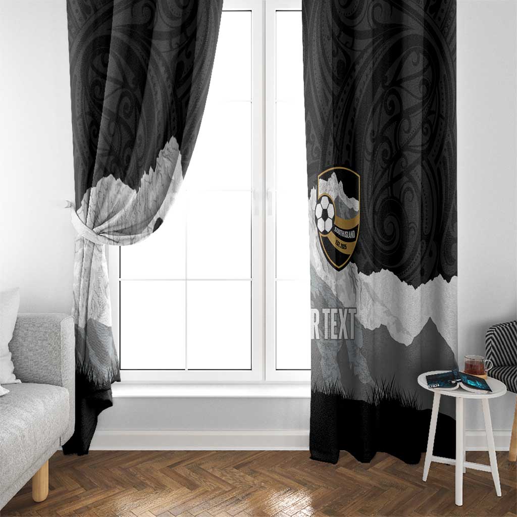 New Zealand South Island Football Custom Window Curtain Aoraki Mount Cook With Kiwi Maori Pattern