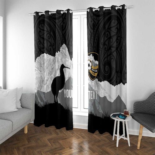 New Zealand South Island Football Custom Window Curtain Aoraki Mount Cook With Kiwi Maori Pattern