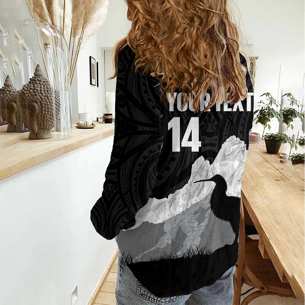 New Zealand South Island Football Custom Women Casual Shirt Aoraki Mount Cook With Kiwi Maori Pattern