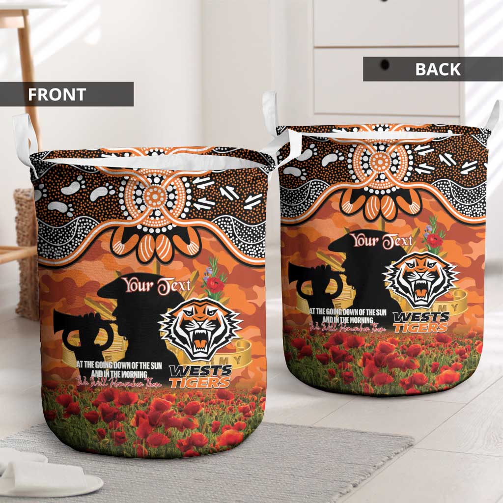 Personalised Tigers Rugby ANZAC Day Laundry Basket Last Post Poppy We Will Remember Them