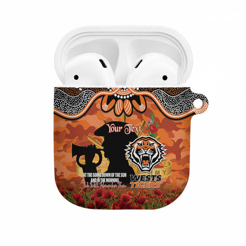 Personalised Tigers Rugby ANZAC Day AirPods Case Last Post Poppy We Will Remember Them