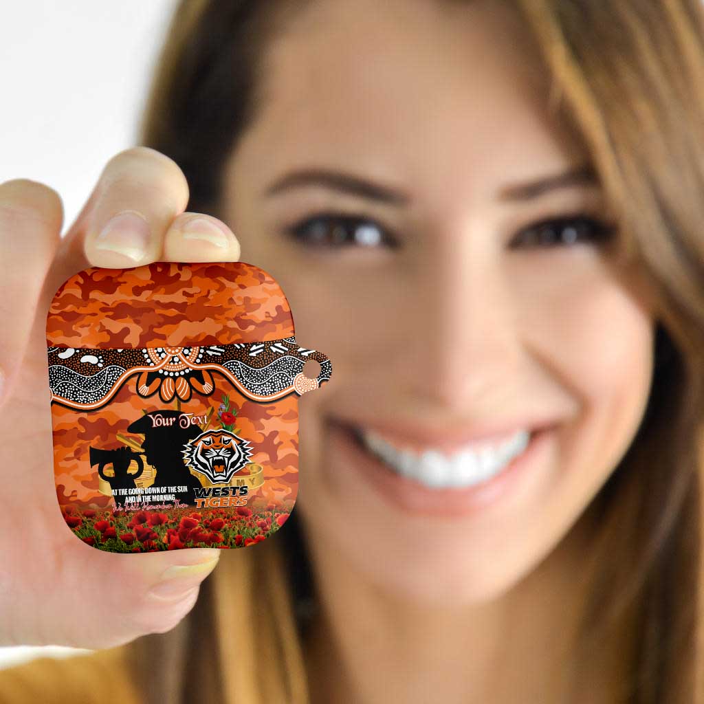 Personalised Tigers Rugby ANZAC Day AirPods Case Last Post Poppy We Will Remember Them