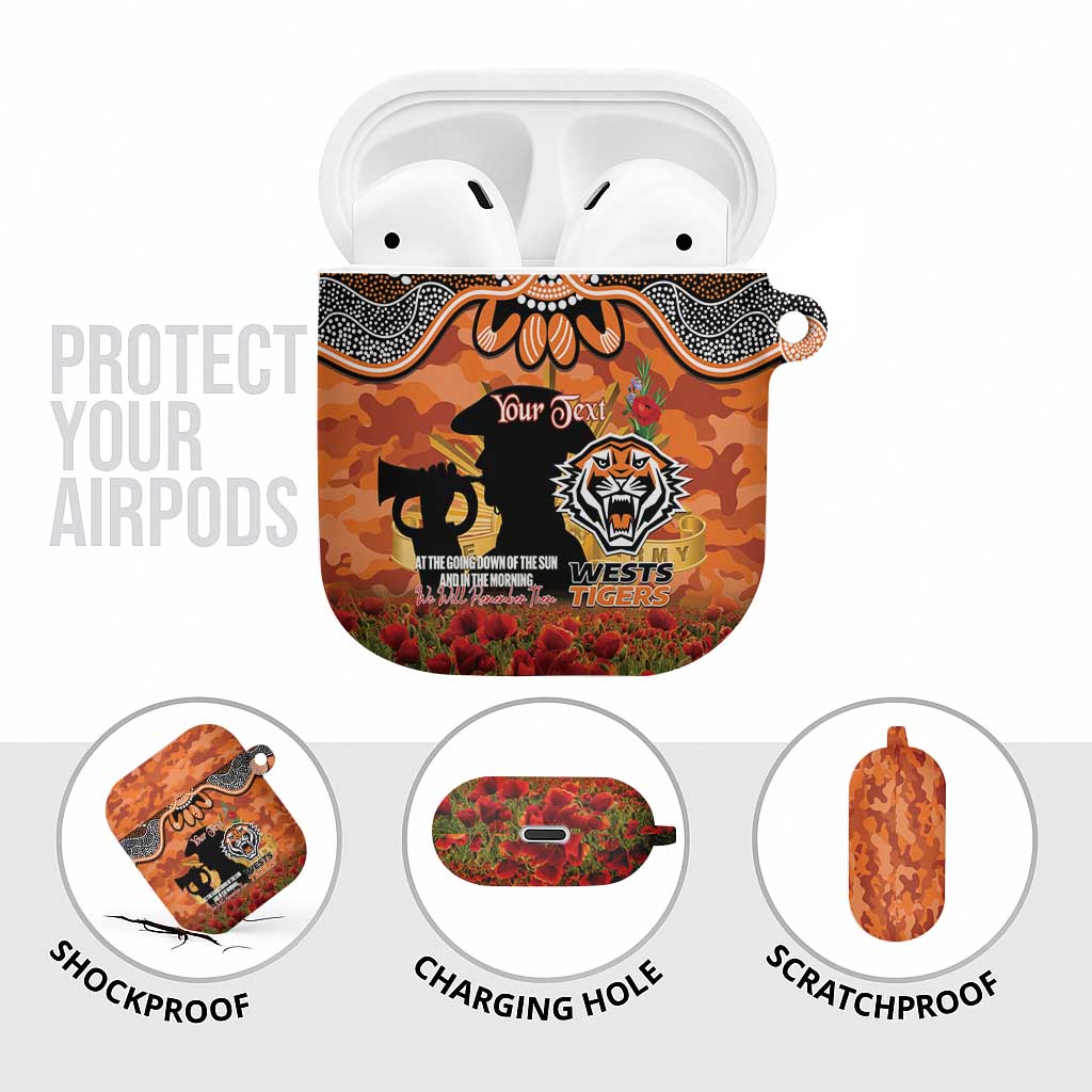 Personalised Tigers Rugby ANZAC Day AirPods Case Last Post Poppy We Will Remember Them
