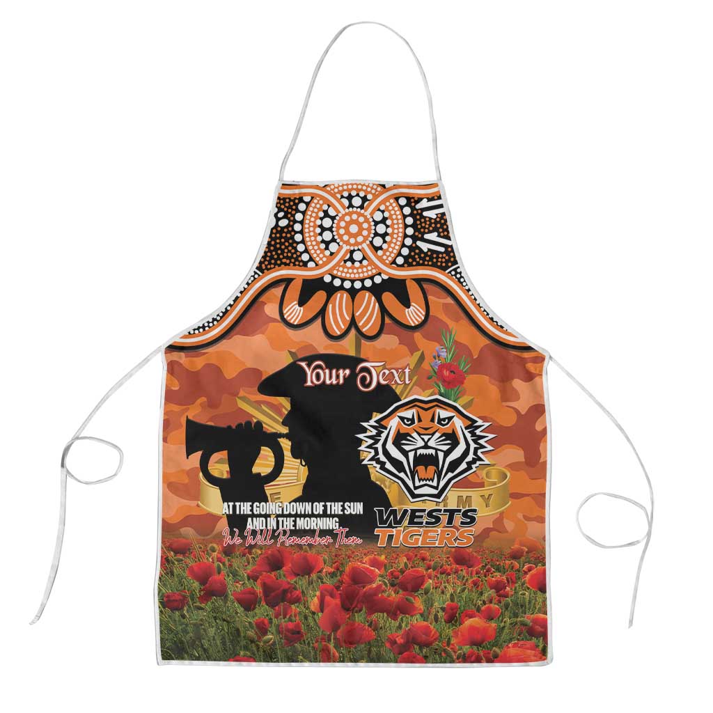 Personalised Tigers Rugby ANZAC Day Apron Last Post Poppy We Will Remember Them