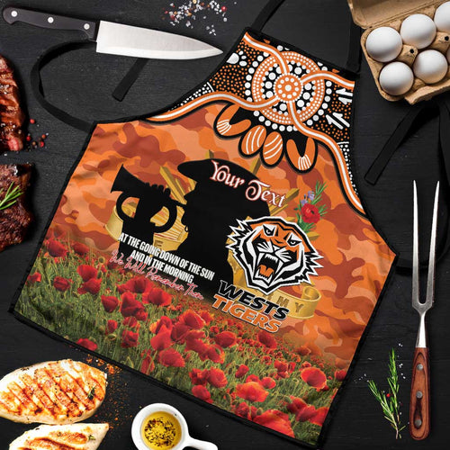 Personalised Tigers Rugby ANZAC Day Apron Last Post Poppy We Will Remember Them