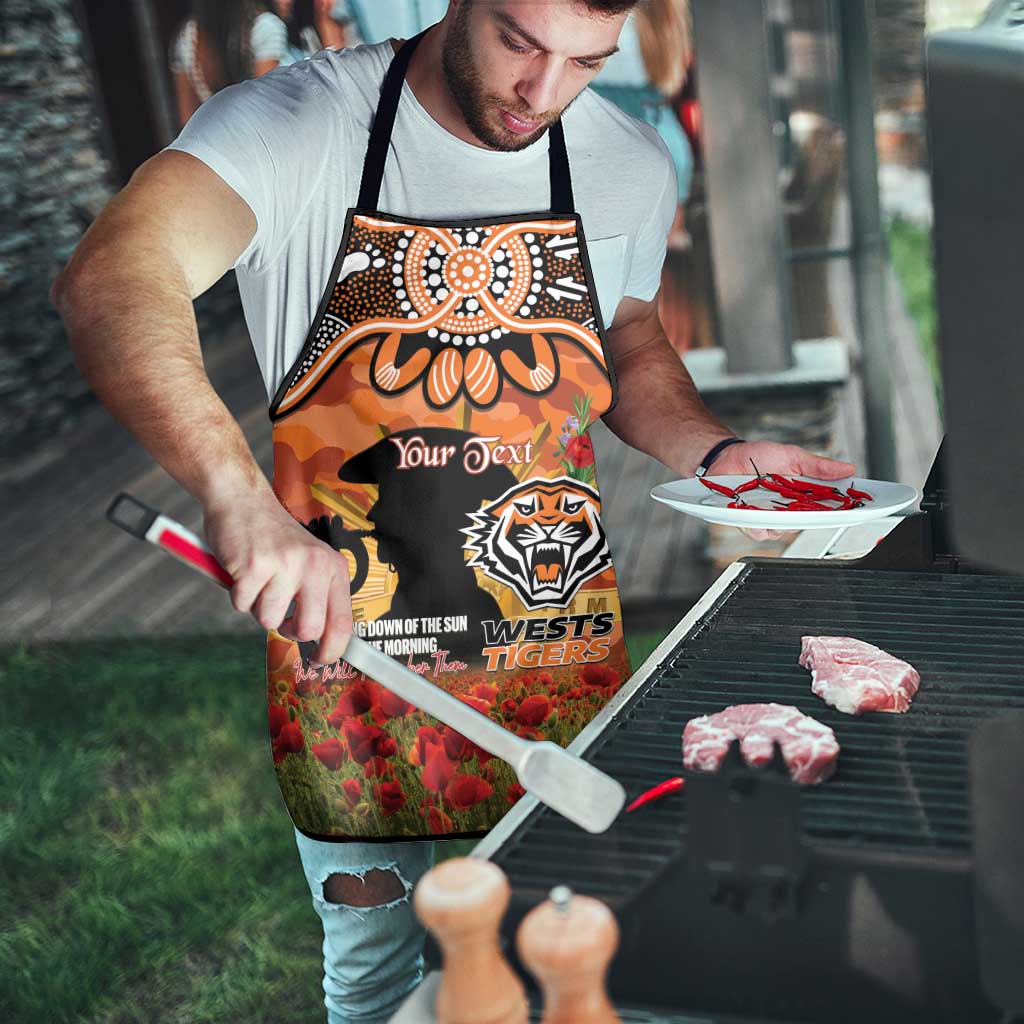 Personalised Tigers Rugby ANZAC Day Apron Last Post Poppy We Will Remember Them