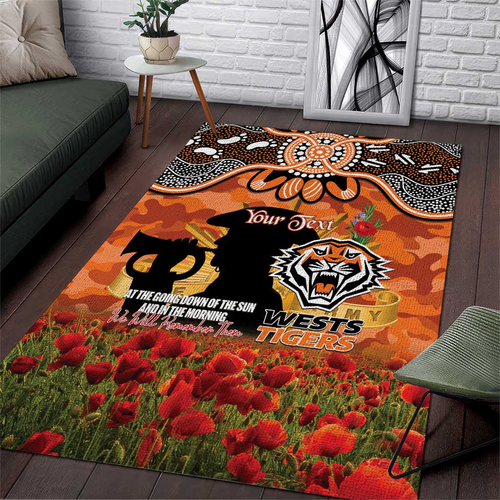 Personalised Tigers Rugby ANZAC Day Area Rug Last Post Poppy We Will Remember Them