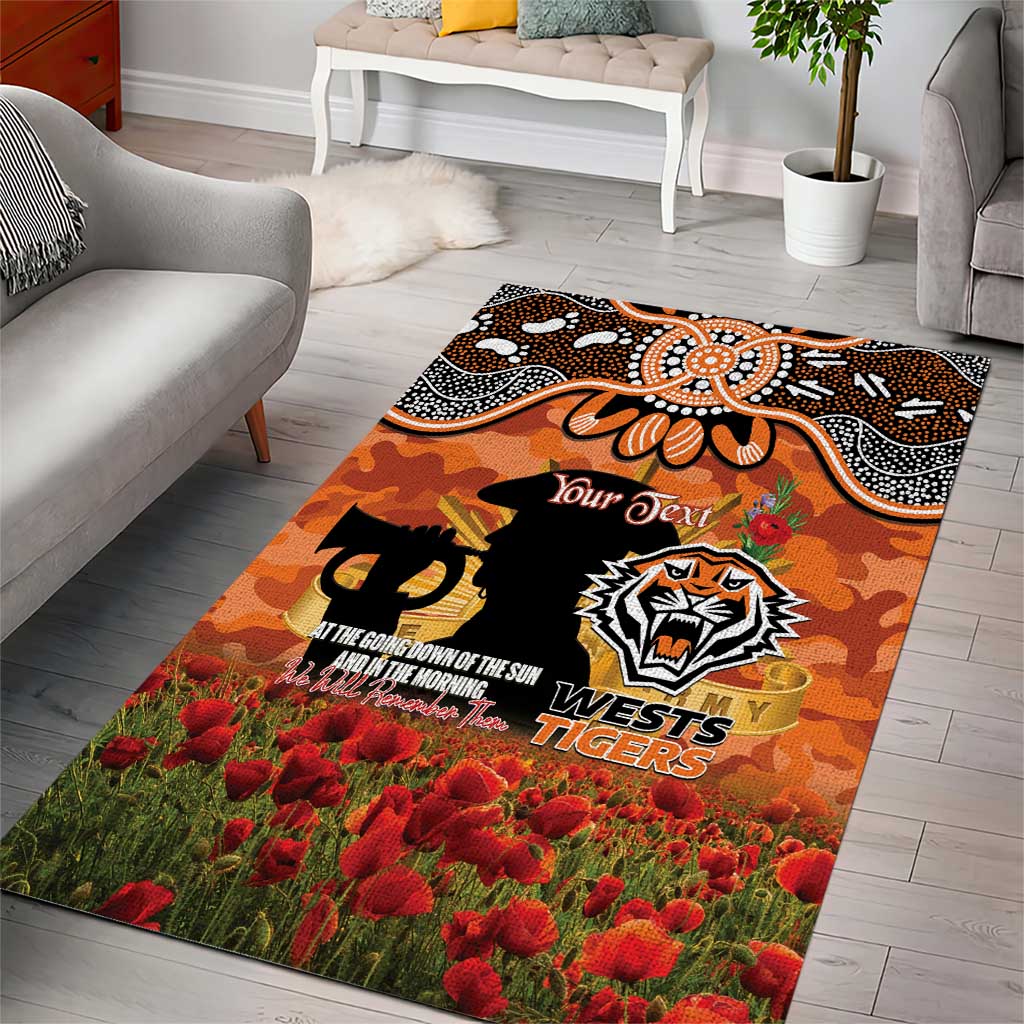 Personalised Tigers Rugby ANZAC Day Area Rug Last Post Poppy We Will Remember Them