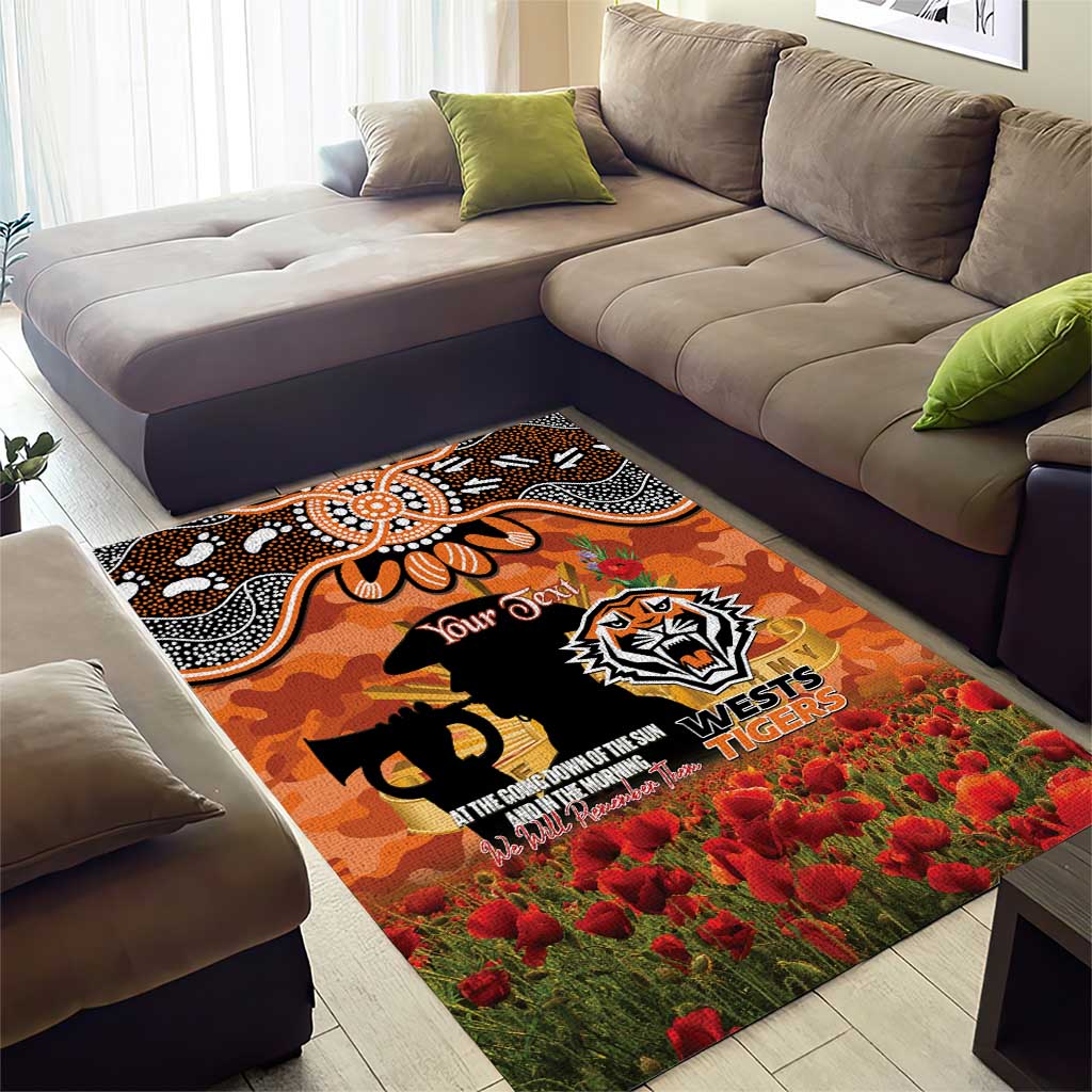 Personalised Tigers Rugby ANZAC Day Area Rug Last Post Poppy We Will Remember Them