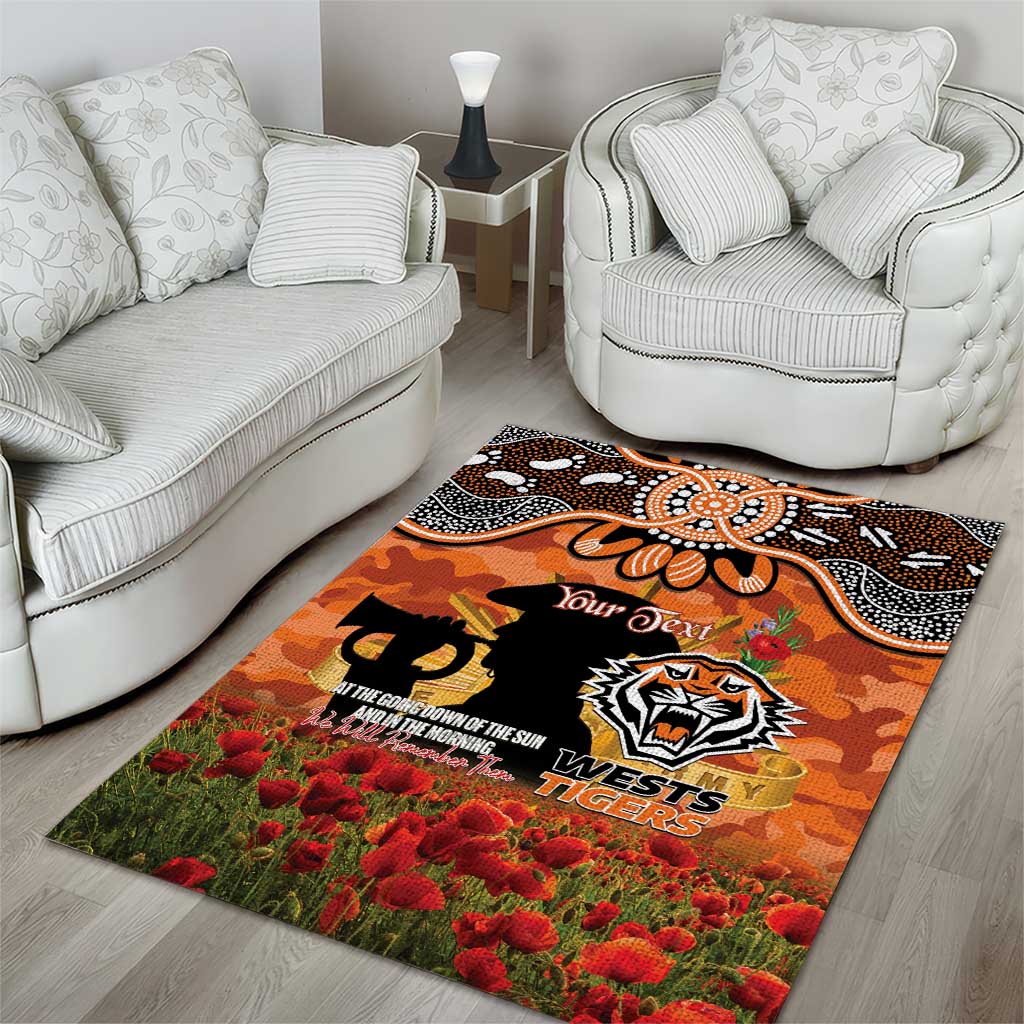 Personalised Tigers Rugby ANZAC Day Area Rug Last Post Poppy We Will Remember Them