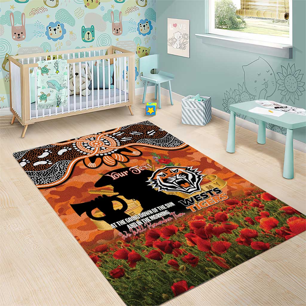 Personalised Tigers Rugby ANZAC Day Area Rug Last Post Poppy We Will Remember Them
