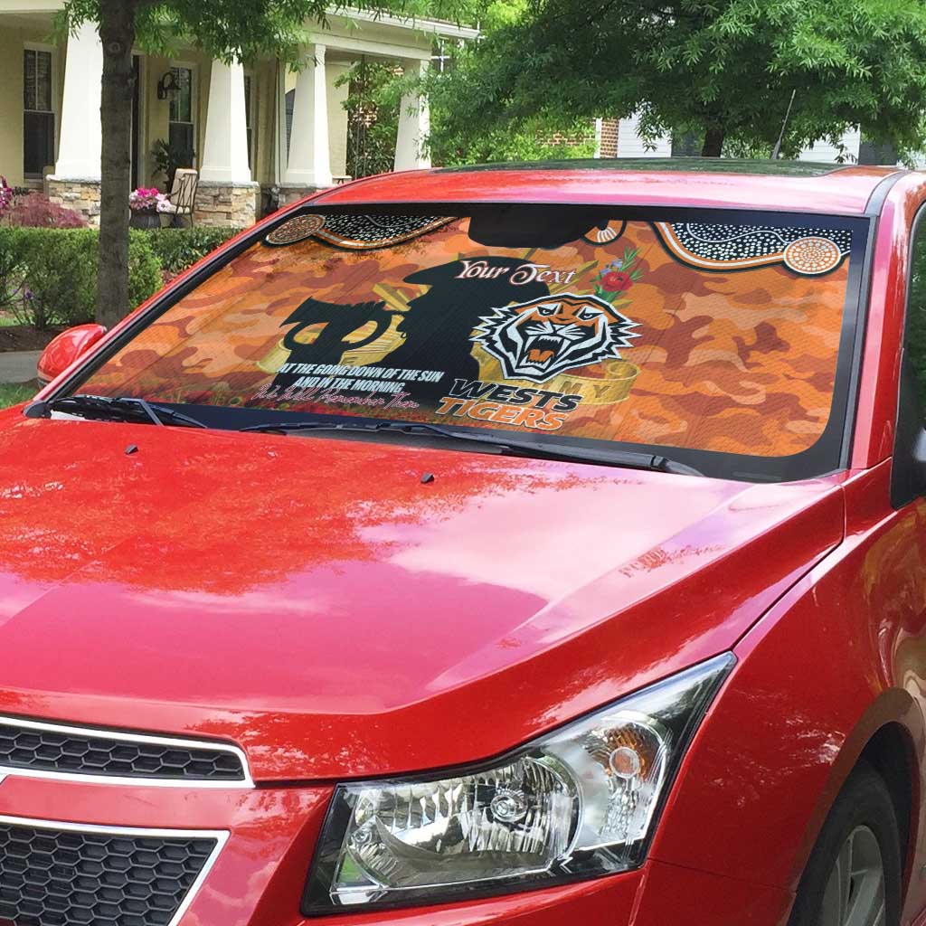 Personalised Tigers Rugby ANZAC Day Auto Sun Shade Last Post Poppy We Will Remember Them