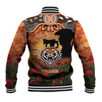 Personalised Tigers Rugby ANZAC Day Baseball Jacket Last Post Poppy We Will Remember Them