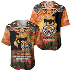 Personalised Tigers Rugby ANZAC Day Baseball Jersey Last Post Poppy We Will Remember Them