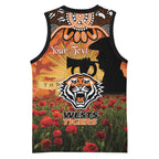 Personalised Tigers Rugby ANZAC Day Basketball Jersey Last Post Poppy We Will Remember Them