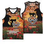 Personalised Tigers Rugby ANZAC Day Basketball Jersey Last Post Poppy We Will Remember Them
