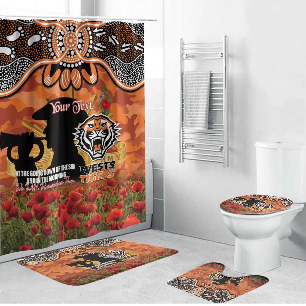 Personalised Tigers Rugby ANZAC Day Bathroom Set Last Post Poppy We Will Remember Them