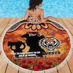 Personalised Tigers Rugby ANZAC Day Beach Blanket Last Post Poppy We Will Remember Them