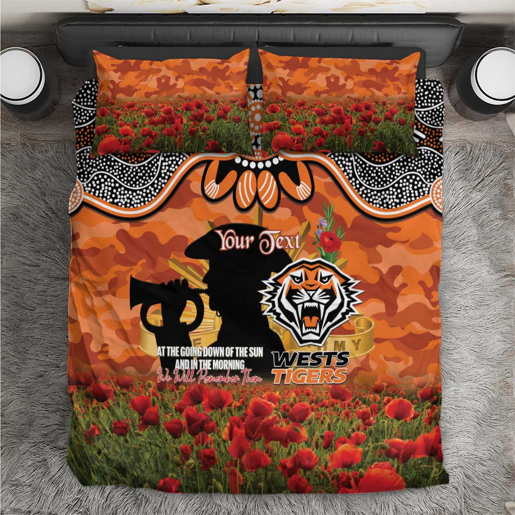 Personalised Tigers Rugby ANZAC Day Bedding Set Last Post Poppy We Will Remember Them