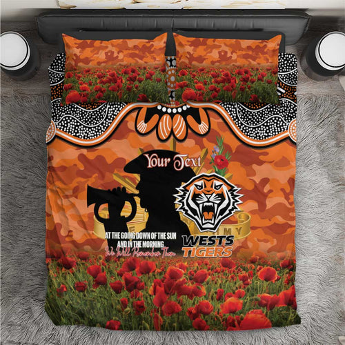 Personalised Tigers Rugby ANZAC Day Bedding Set Last Post Poppy We Will Remember Them
