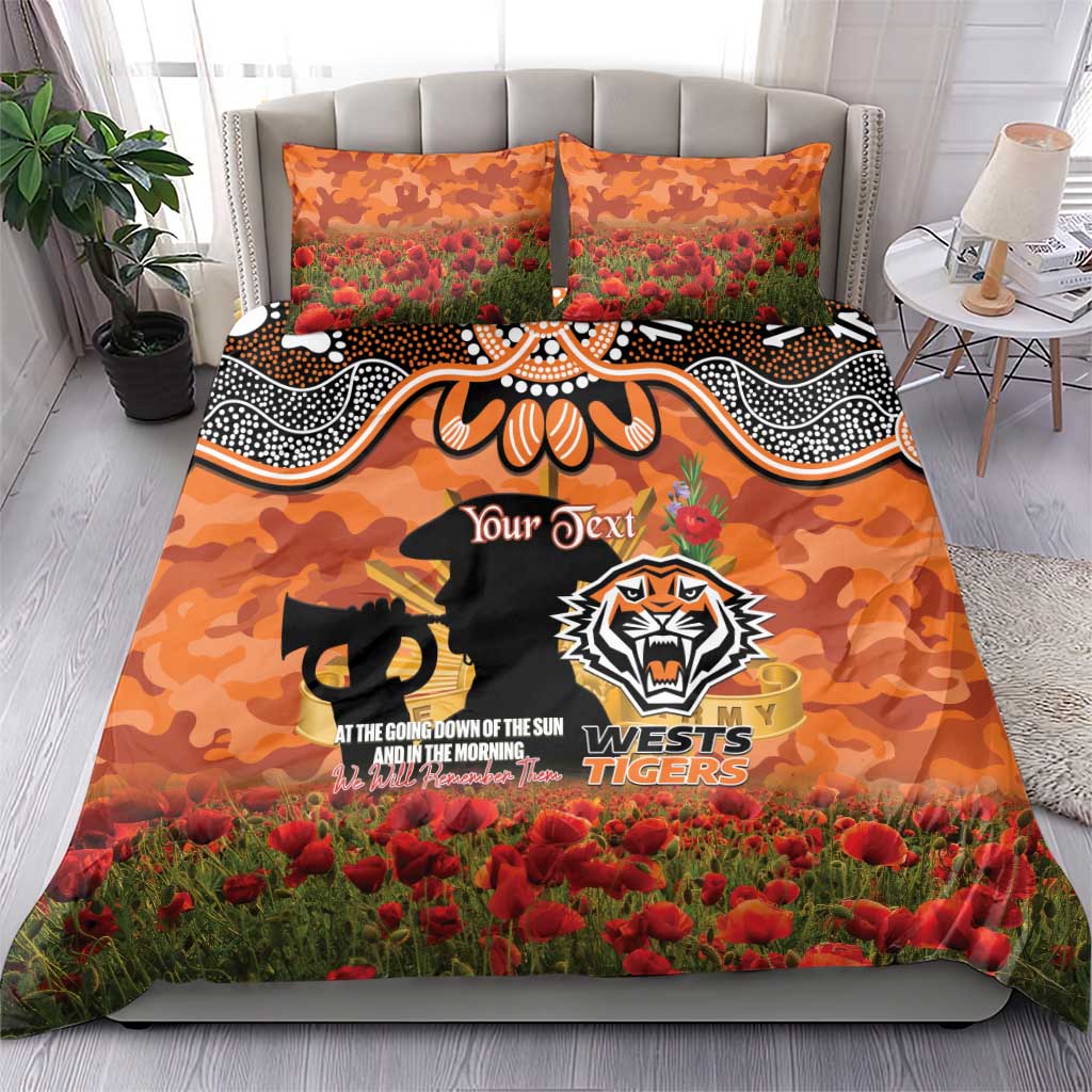 Personalised Tigers Rugby ANZAC Day Bedding Set Last Post Poppy We Will Remember Them