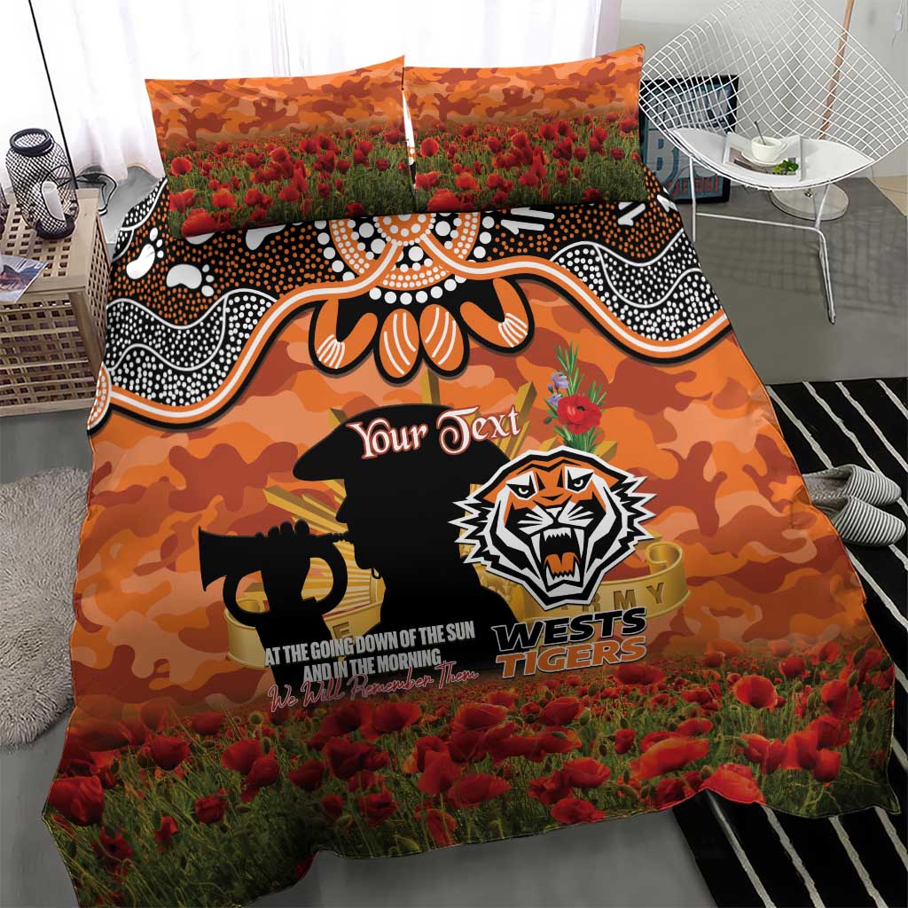 Personalised Tigers Rugby ANZAC Day Bedding Set Last Post Poppy We Will Remember Them