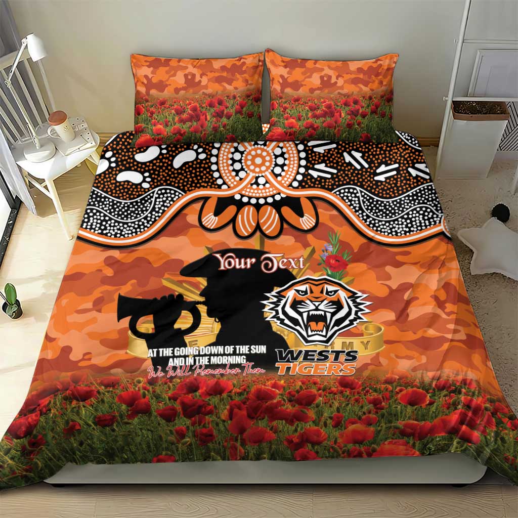 Personalised Tigers Rugby ANZAC Day Bedding Set Last Post Poppy We Will Remember Them