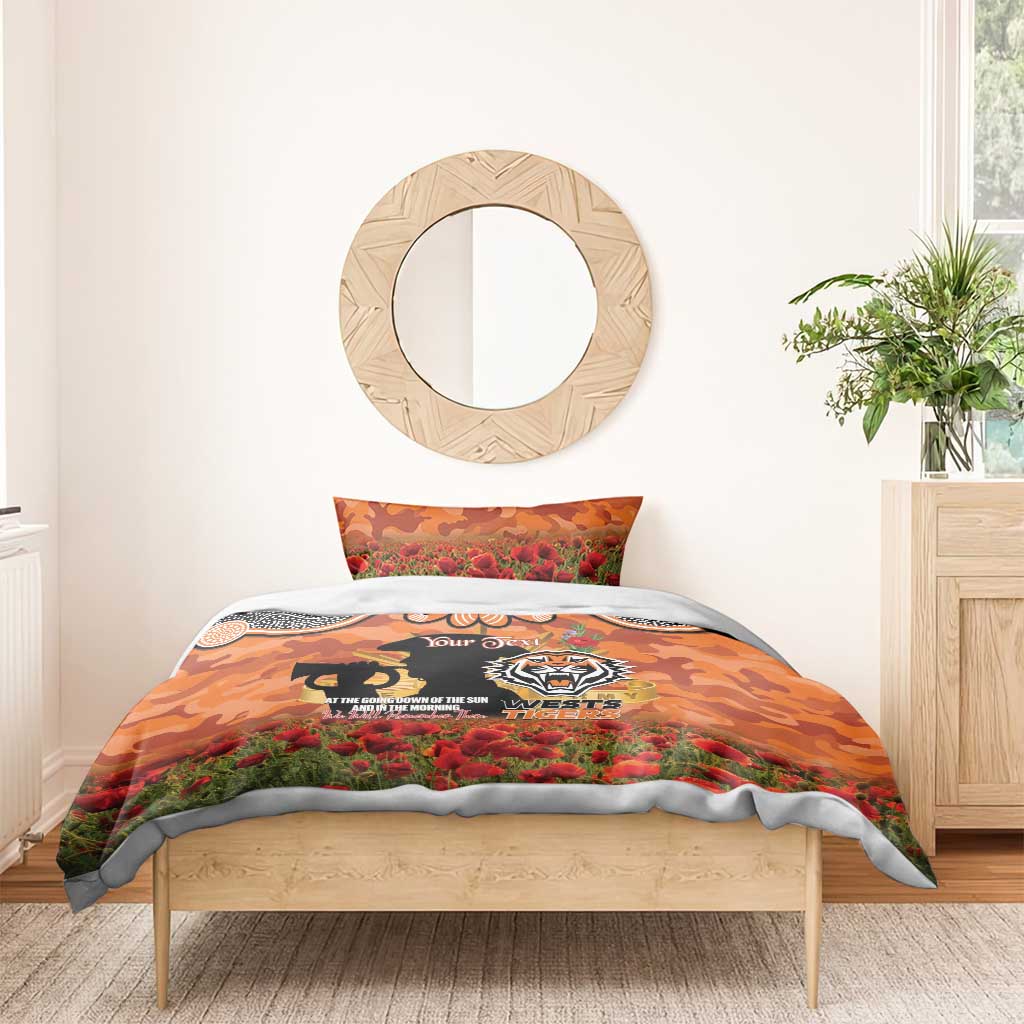 Personalised Tigers Rugby ANZAC Day Bedding Set Last Post Poppy We Will Remember Them