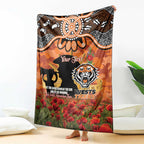 Personalised Tigers Rugby ANZAC Day Blanket Last Post Poppy We Will Remember Them