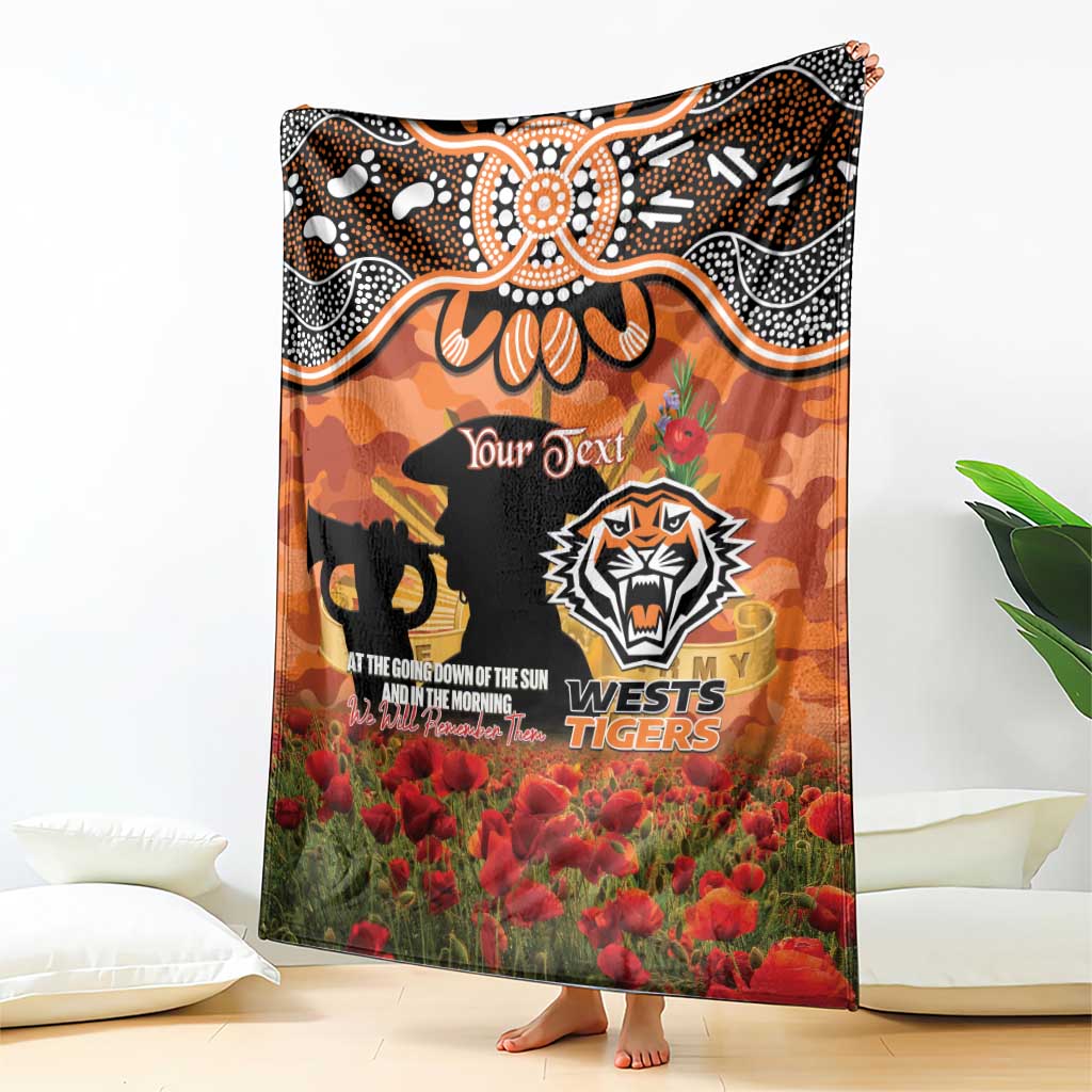 Personalised Tigers Rugby ANZAC Day Blanket Last Post Poppy We Will Remember Them