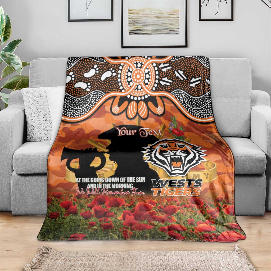 Personalised Tigers Rugby ANZAC Day Blanket Last Post Poppy We Will Remember Them