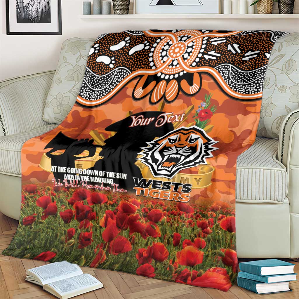 Personalised Tigers Rugby ANZAC Day Blanket Last Post Poppy We Will Remember Them