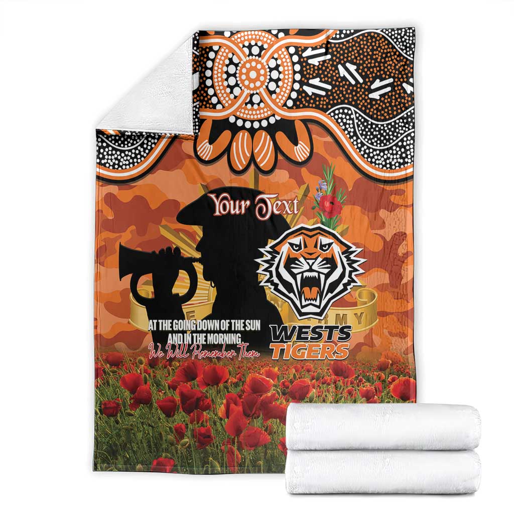 Personalised Tigers Rugby ANZAC Day Blanket Last Post Poppy We Will Remember Them