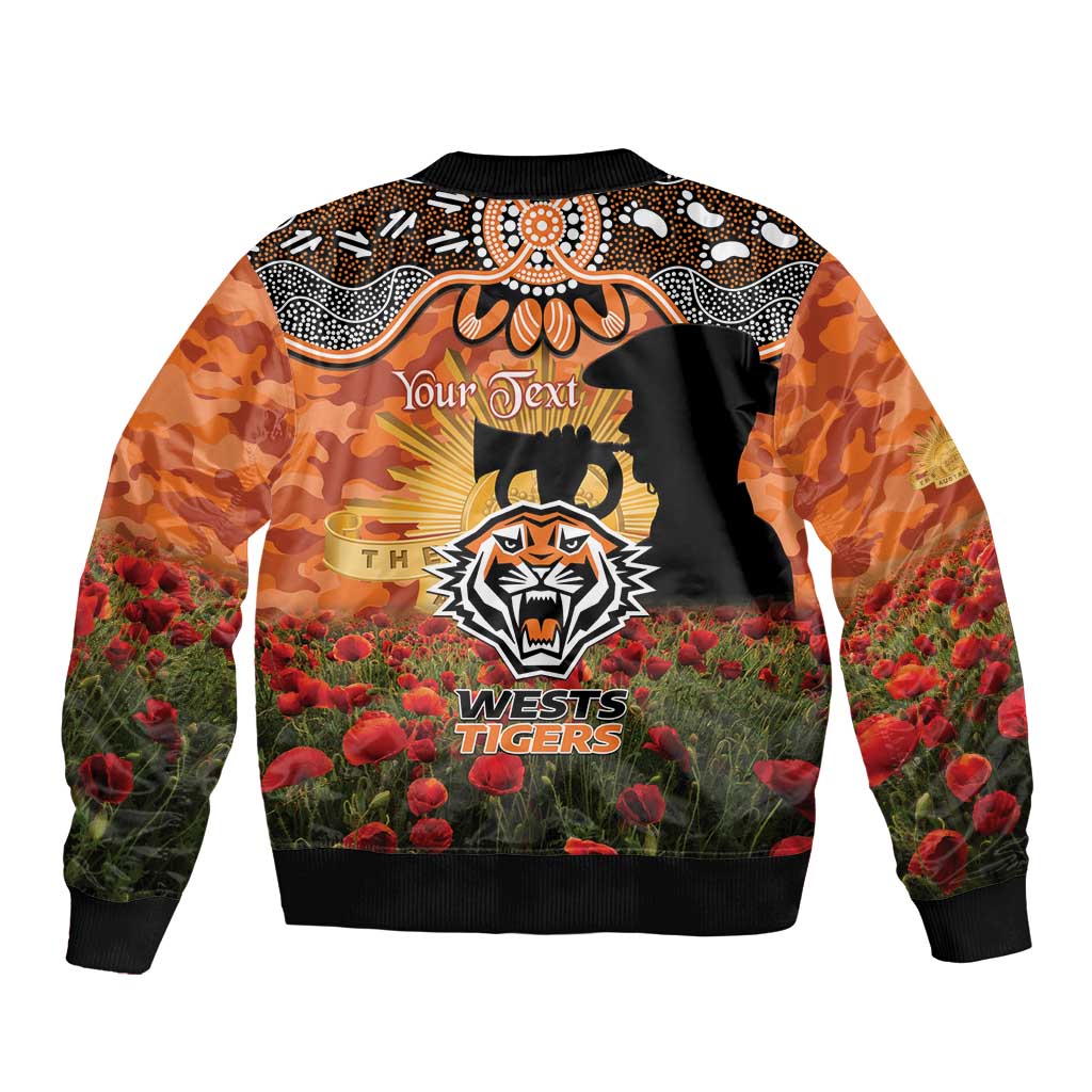 Personalised Tigers Rugby ANZAC Day Bomber Jacket Last Post Poppy We Will Remember Them